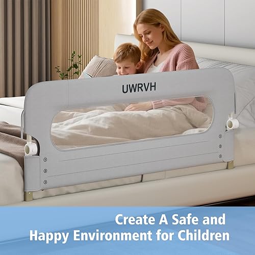 Miniatura 7 de Riel de cama plegable para niños pequeños, rieles de seguridad para cama de bebé, diseño en forma de U sin perforaciones, ajuste universal para