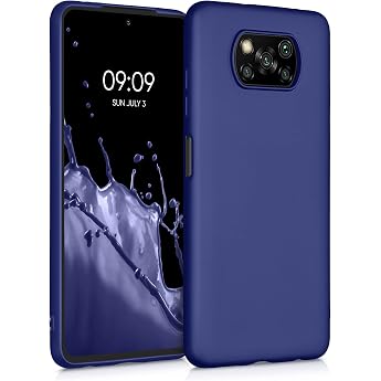 kwmobile Mobile Phone Case for Xiaomi Poco X3 NFC/Poco X3 Pro Case - Silicone Case Metallic Shimmer - Protective Cover - Metallic Dark Blue