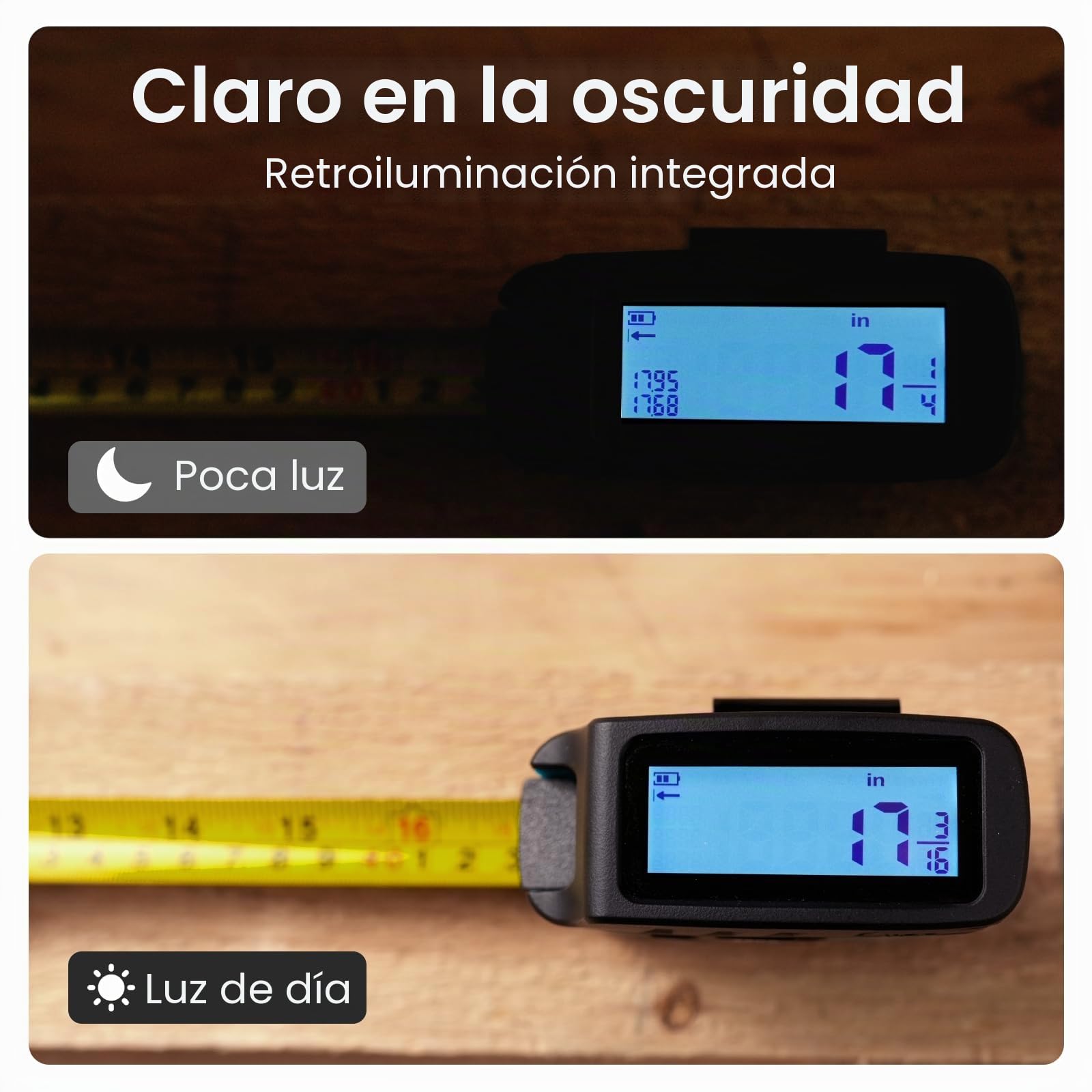 Cinta métrica digital 2 en 1 5M inteligente impermeable recargable modo Pitágoras