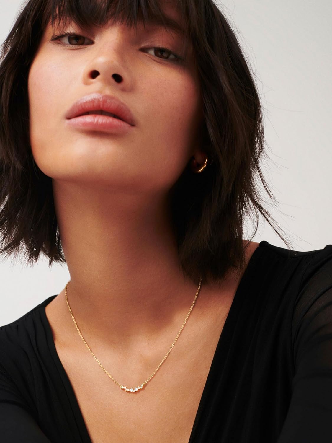 CZ Diamond Pendant Gold Necklace for Women Dainty 14k Gold Plated Choker Necklaces Simple Gold Jewelry Gifts for Women