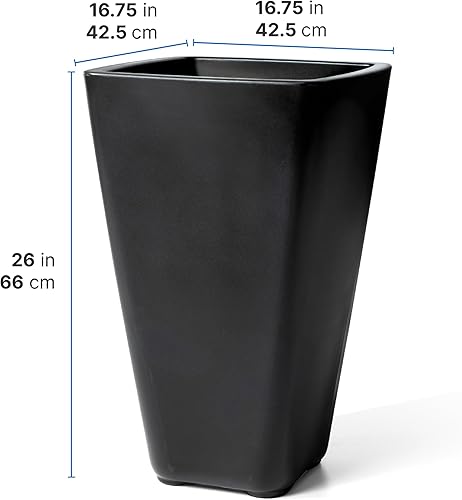 Miniatura 7 de Step2 Bridgeview - Maceta cuadrada alta, macetas grandes para plantas al aire libre, jardinería y maceta para patio o porche, drenaje eficiente,