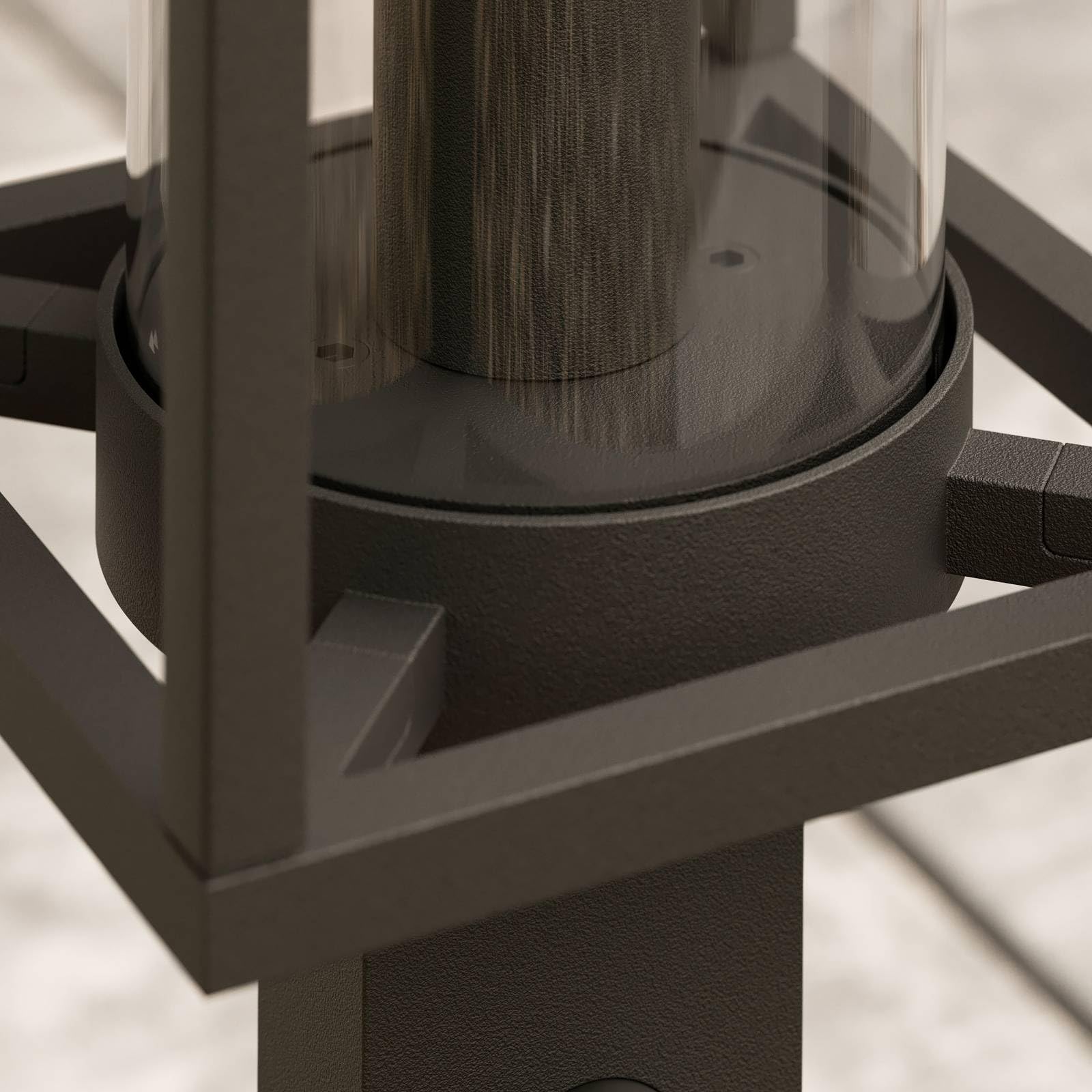 Lucande Außenleuchte Ferda mit Bewegungsmelder (spritzwassergeschützt (Modern) in Schwarz aus Aluminium (1 flammig, E27) - Wegeleuchte Pollerleuchte Wegelampe Sockelleuchte