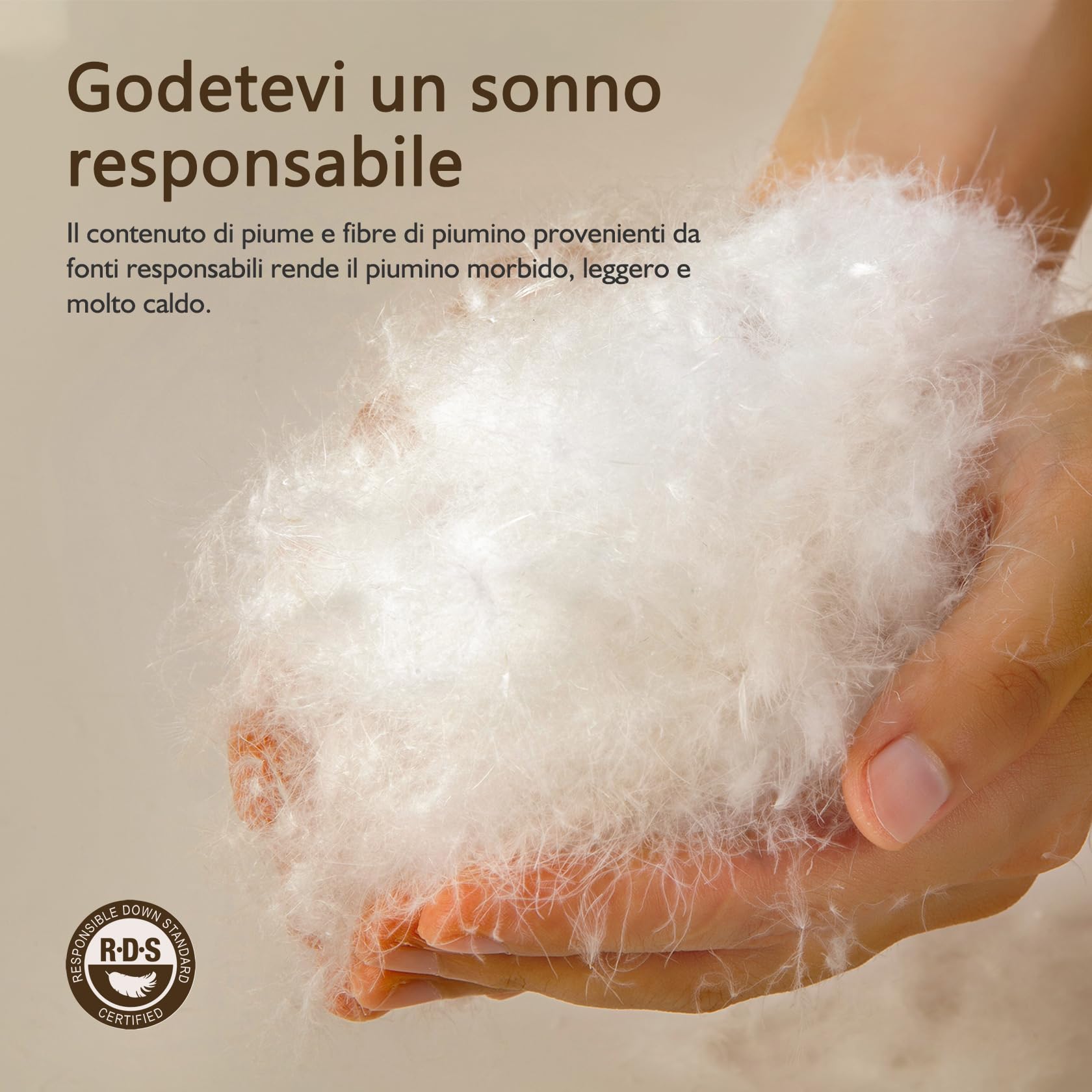 BPC piumino matrimoniale piuma di lusso, 100% cotone organico piumone piuma per invernale 220x240 cm, piumini matrimoniali d oca Ultra Soft Hotel Collection, conforme a Oeko-Tex e RDS