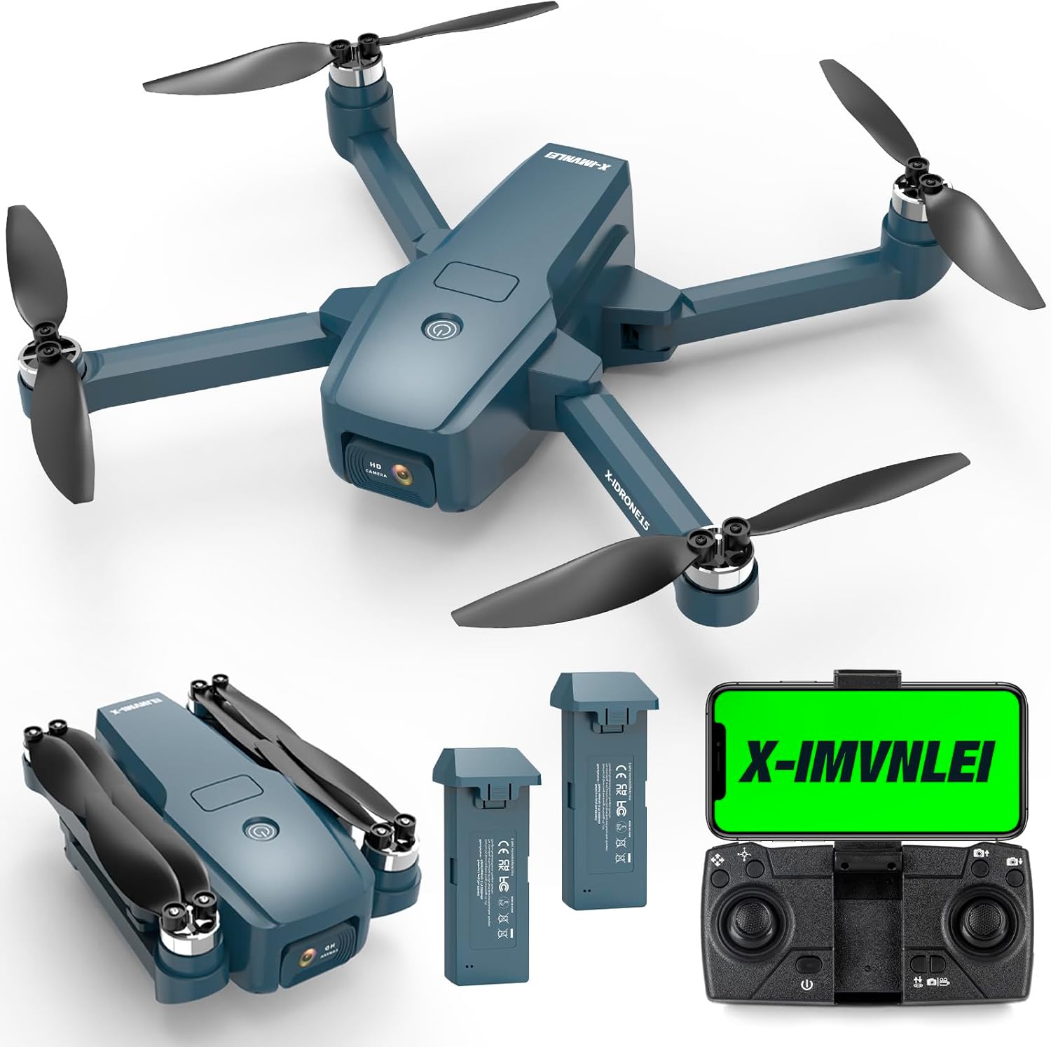 Brushless Motor Drones with 2 Cameras 40KM/h MAX Wind Resistance Class 4 WIFI 5GHz FPV Drone with dual camera for Adults RC dron for Beginners Quadcopter 2 Batteries 30 Minutes X15 drone