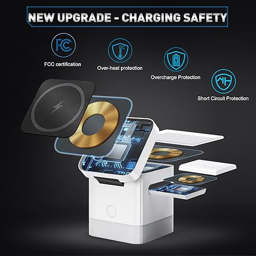 Miniatura 4 de Cargador inalámbrico de cubo 3 en 1 para MagSafe, estación de carga inalámbrica rápida de 15 W compatible con cargador MagSafe para iPhone 15141312,
