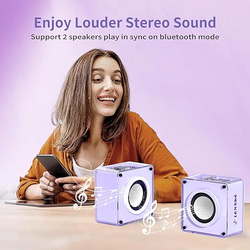 Miniatura 6 de LENRUE Mini altavoz Bluetooth, altavoces portátiles inalámbricos, altavoz pequeño de 5 W con sonido claro, compatible con tarjeta TWSTF, diseño de
