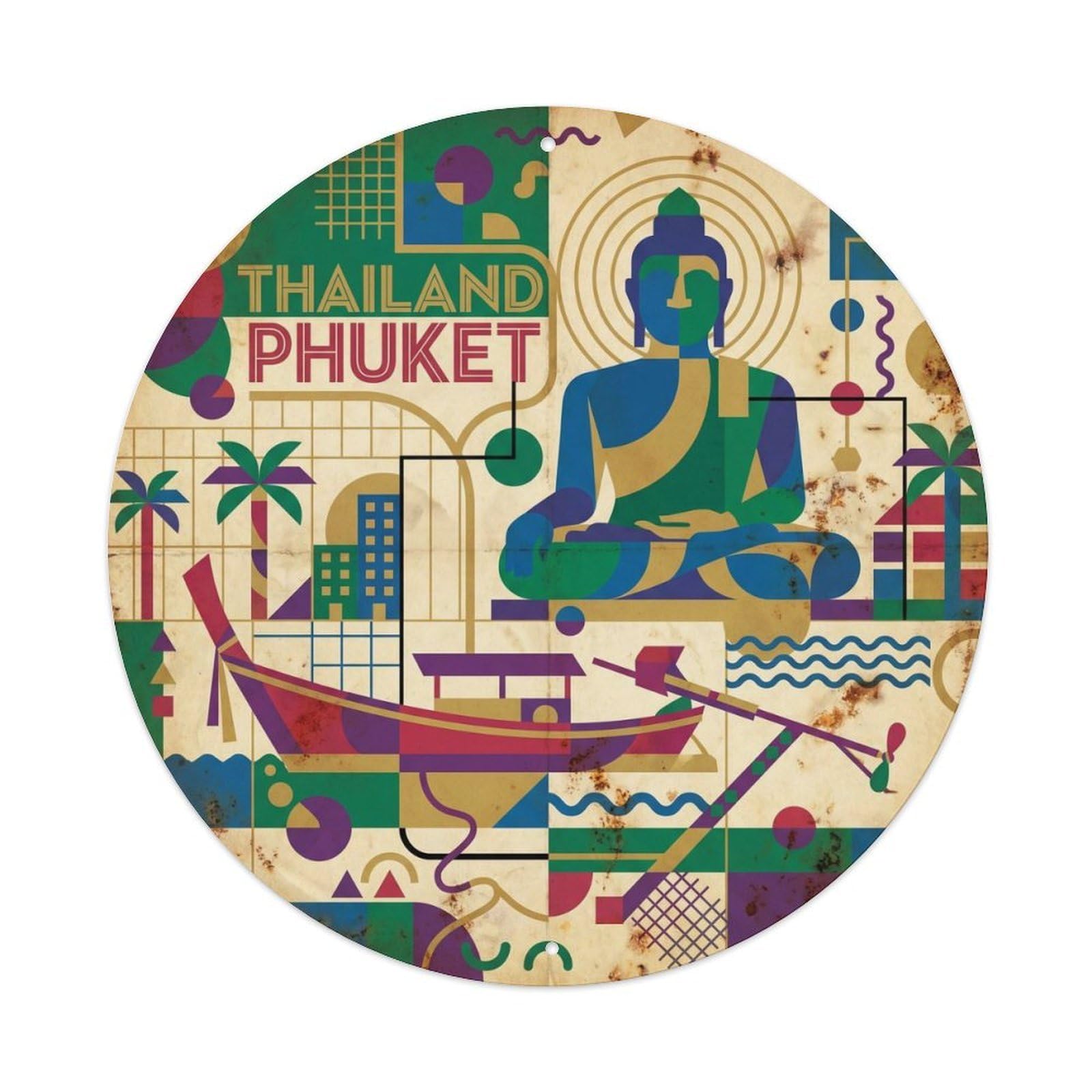 Thailand Phuket Coastal Travel Island Resort Vintage Metal Tin Sign Plaque Wall Decor for Cafe, Club Bar, Office, Garden Metal Poster 8x8Inch