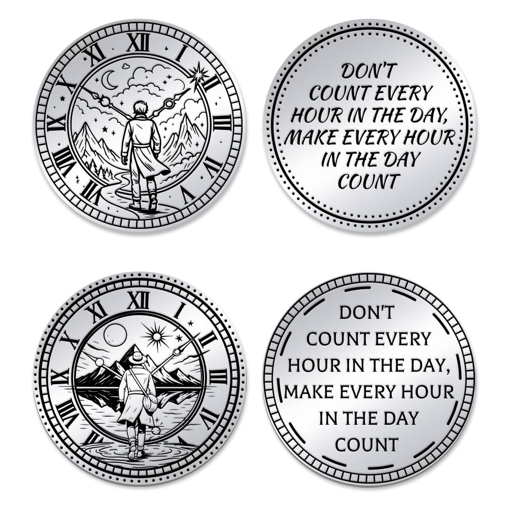 UNICRAFTALE 2Pcs 2 Styles Time Traveler Coin Encouragement Challenge Coin Inspirational Stoic Reminder Token Novelty Stoic Reminder Challenge Coins for DIY Stoicism Motivational Presents