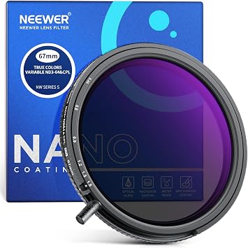 NEEWER 67mm True Color Variable ND&CPL Filter with Putter ND3-64 1.5-6 Stop
