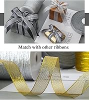Vista 6 de Cinta de Purpurina Dorada de 2 Pulgadas, 25 Yardas de Cintas de Tela Metálica Brillante para Envolver Regalos, Decoración de Bodas y Fiestas