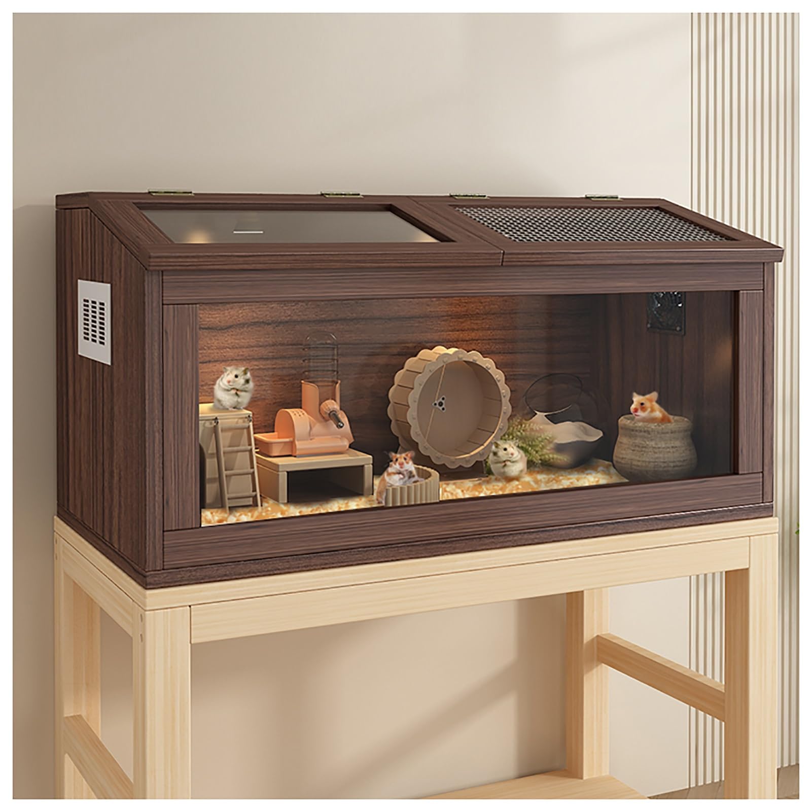 Jaula para hámster de hábitat de animales pequeños, caja de cría para pollos rubicundos, hábitat de animales pequeños, fácil de montar y limpiar, para conejos, cobayas, pollos rubicundos