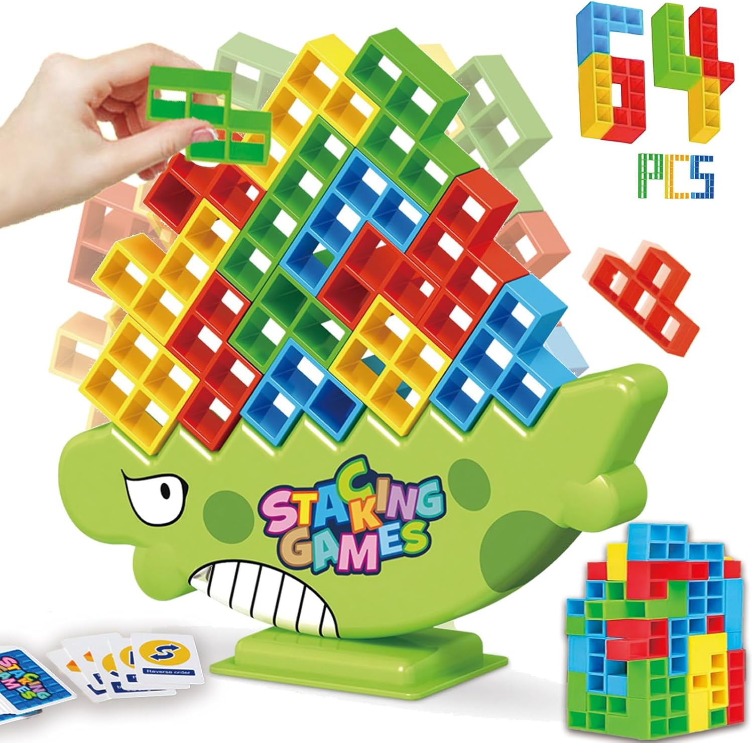 Amazon.com: VOGNCHG Tetras Balance Tower Game 64PCS, Stacking Building ...
