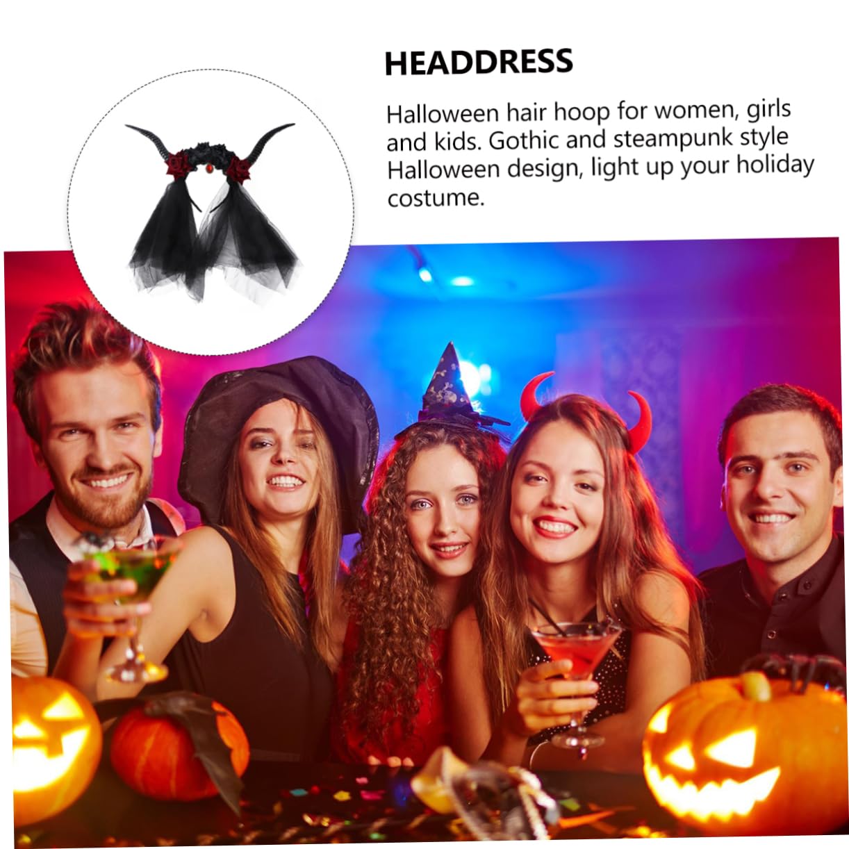 SHERCHPRY 1pezzi Copriccioci Eleganti per Feste Fermagli Creativi per Capelli Accessori per Capelli di Halloween Cercchietti alla Moda Decorazioni