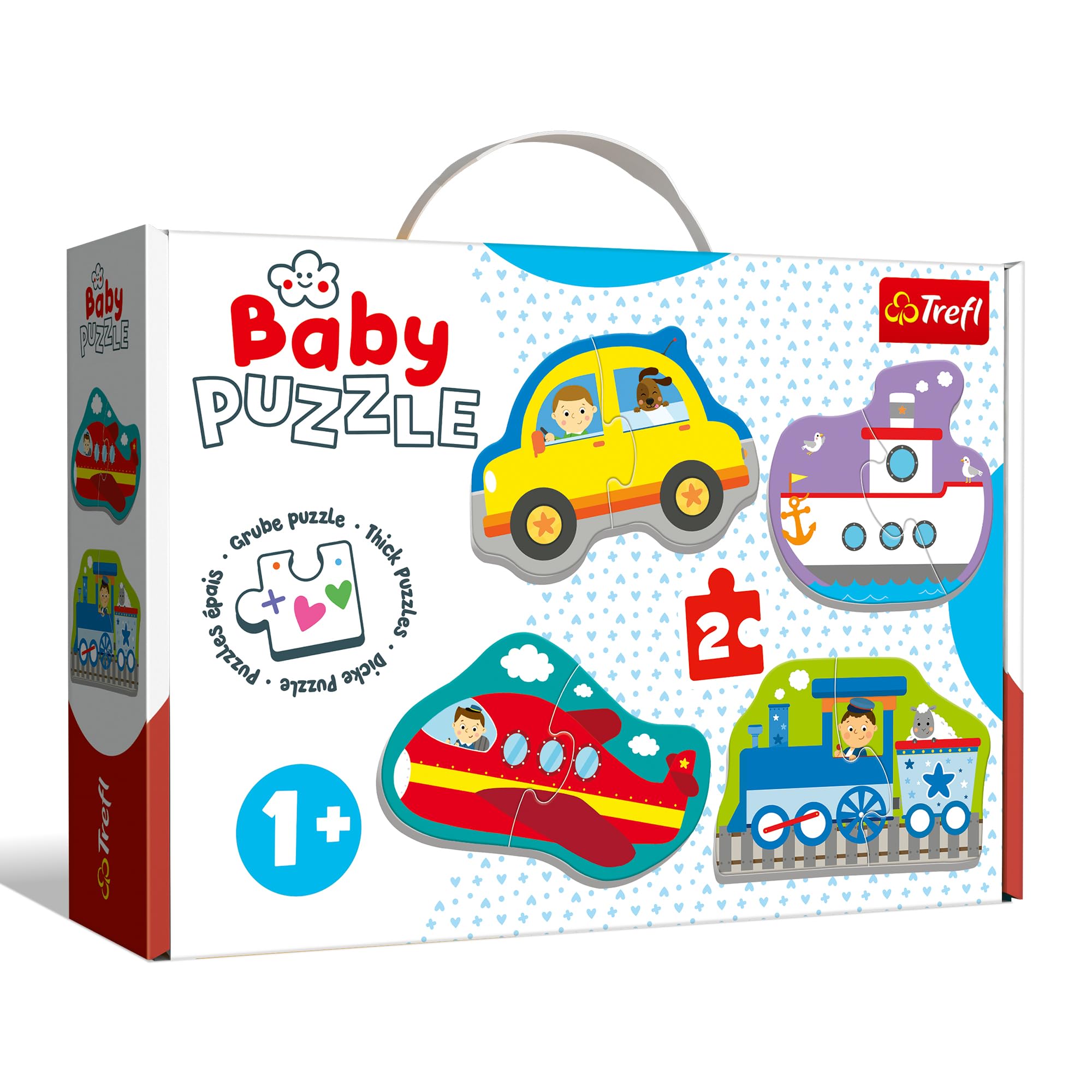 Trefl Pojazdy - Transport Puzzle 4 w 1 Baby Classic z Grubego Kartonu dla Dzieci od 1 roku życia