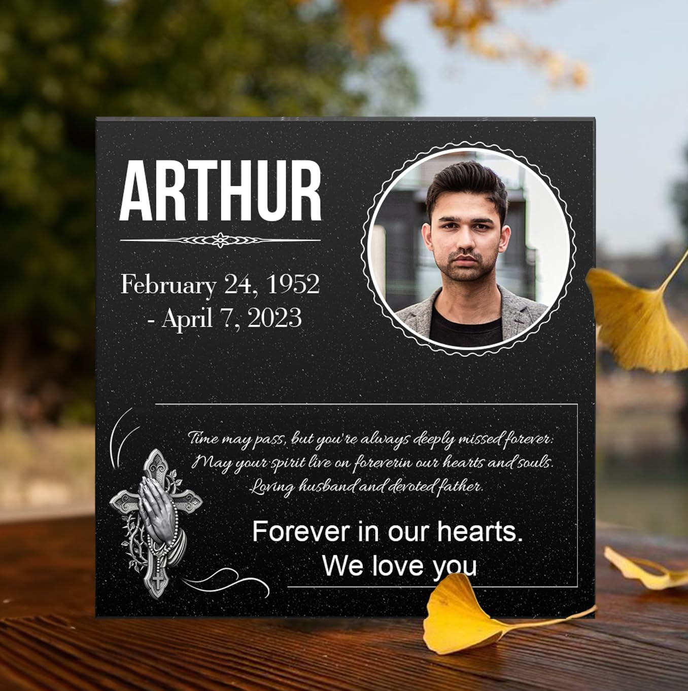 ADFSTONE Granite Grave Markers for Cemetery for Humans- Headstone Picture Plaques, Photo Temporary Grave Marker, Personalized Memorial Stone for Cemetery, Custom Tombstones for Graves for Humans