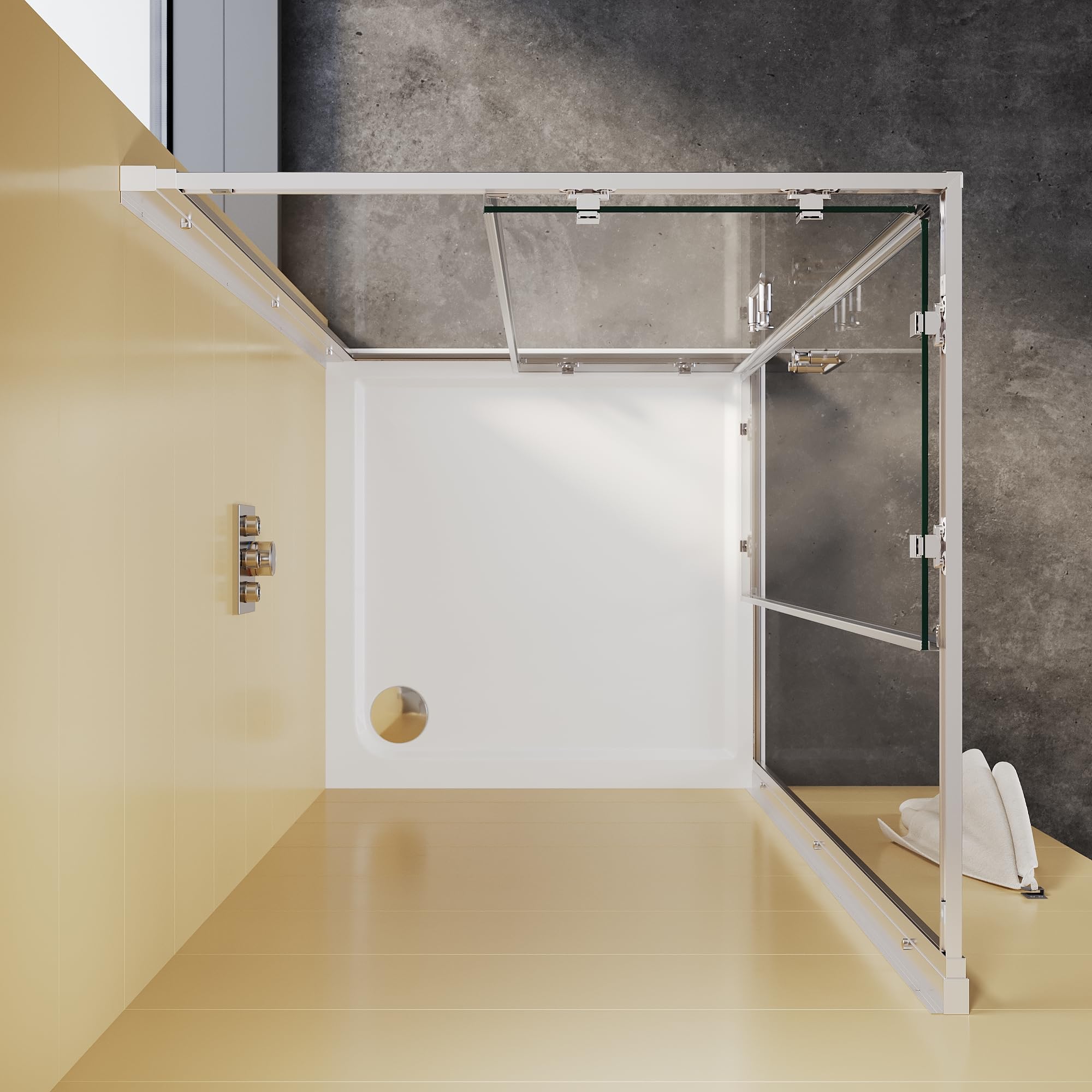 Cabina de ducha 90x90 cm Puerta doble corredera Entrada por la esquina Mampara de ducha Ducha de vidrio templado de 5 mm de seguridad Altura de la puerta de la ducha 185 cm