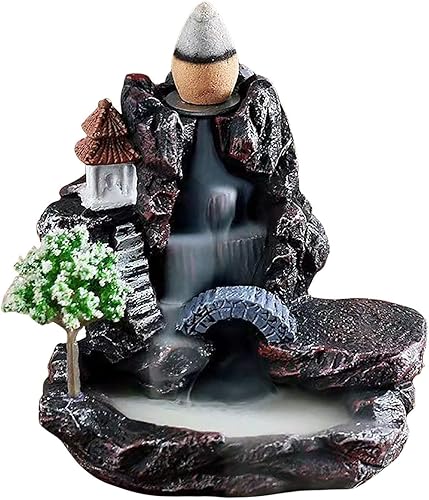 Quemador de incienso de reflujo, soporte de incienso en cascada, soporte de incienso de torre de montaña, adorno de resina para aromaterapia,