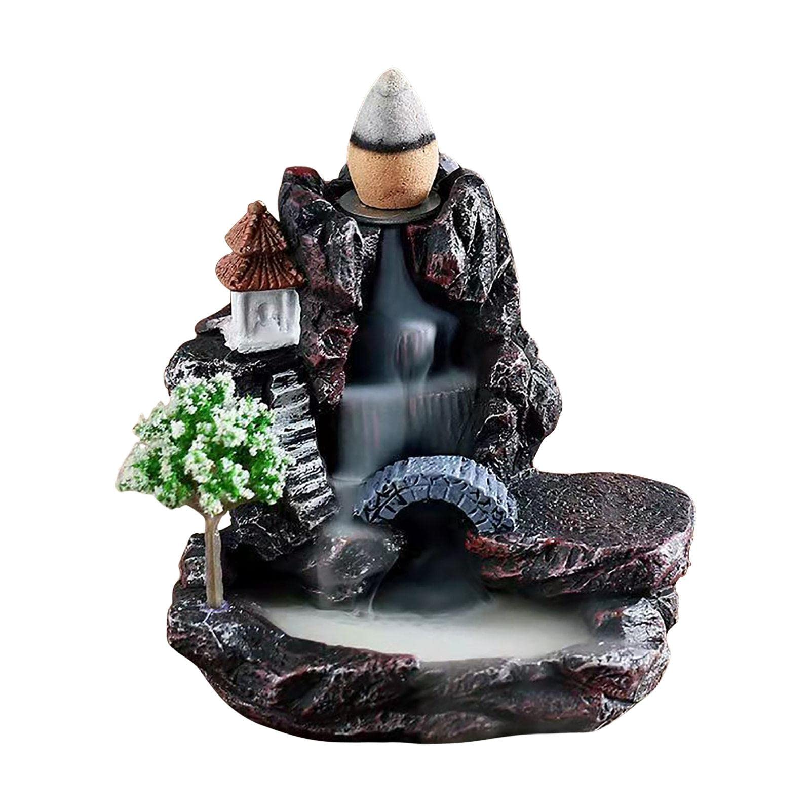 Bavokon 1Pcs Backflow Incense Burner Backflow Incense Burner Mountain Tower Aromatherapy Ornament - Waterfall Holder For Incense Cones