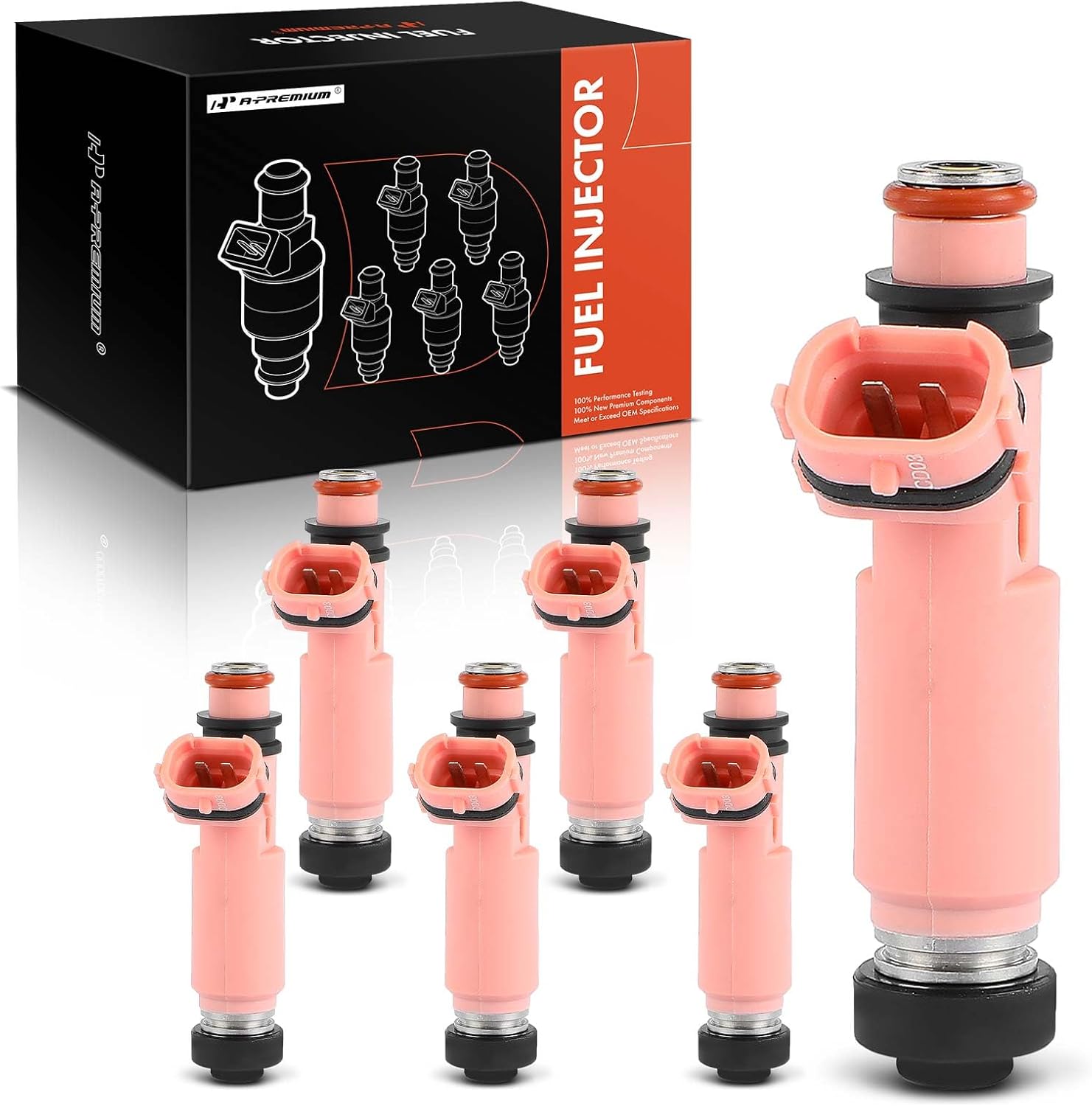 A-Premium Set of 6 Fuel Injectors Compatible with Lexus ES300 2002-2003, ES330 2004-2006, RX330 2004-2006, RX400h & Toyota Camry 2002-2006, Highlander 2004-2007, Sienna 2004-2006, Solara 2004-2008
