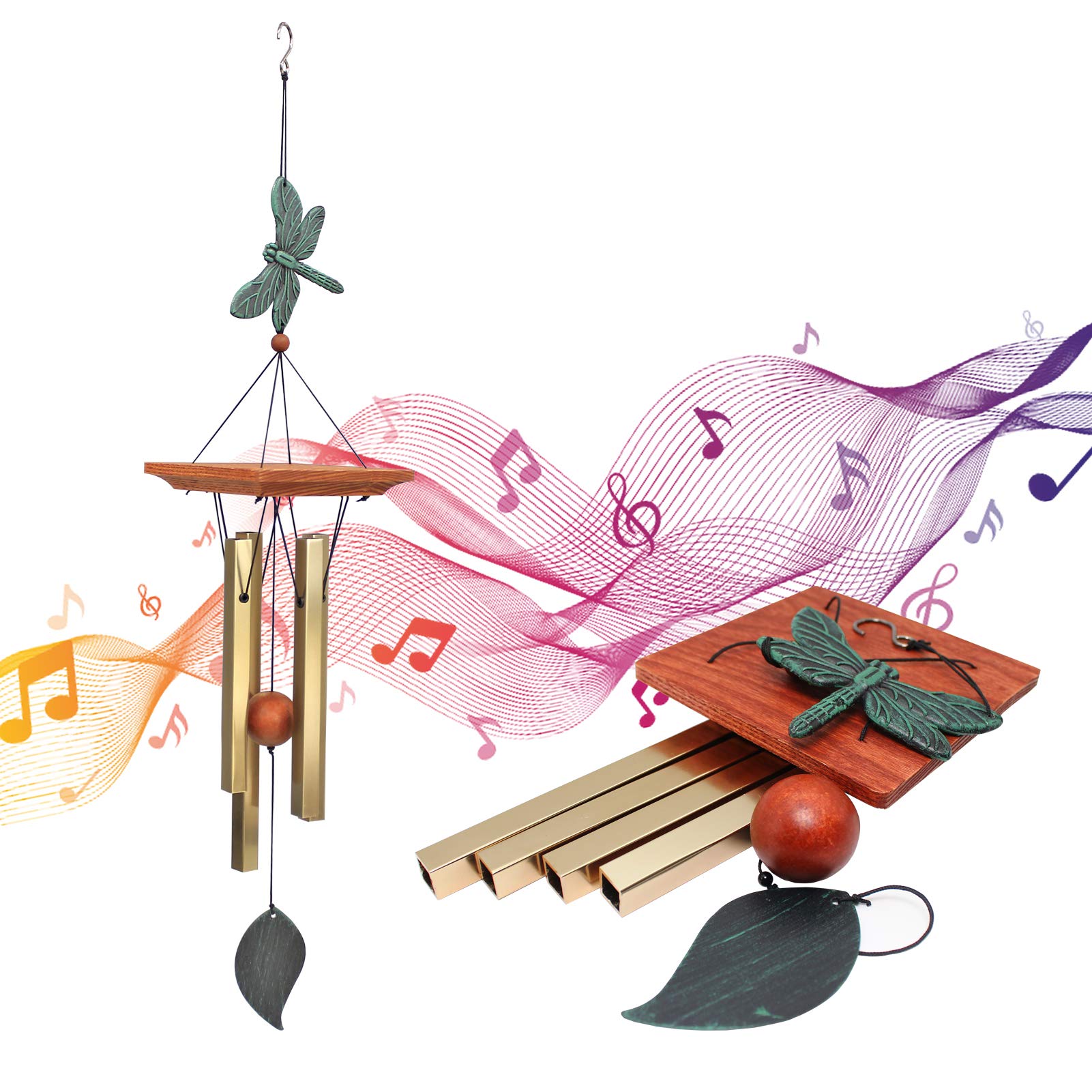 WEEBOPE Dragonfly Wind Chimes for Outside, 24 Inch Memorial Wind Chimes Outdoor Clearance, Small Sympathy Wind Chimes Unique Outdoor for Housewarming, Garden, Home, Yard, Hanging, Patio Décor