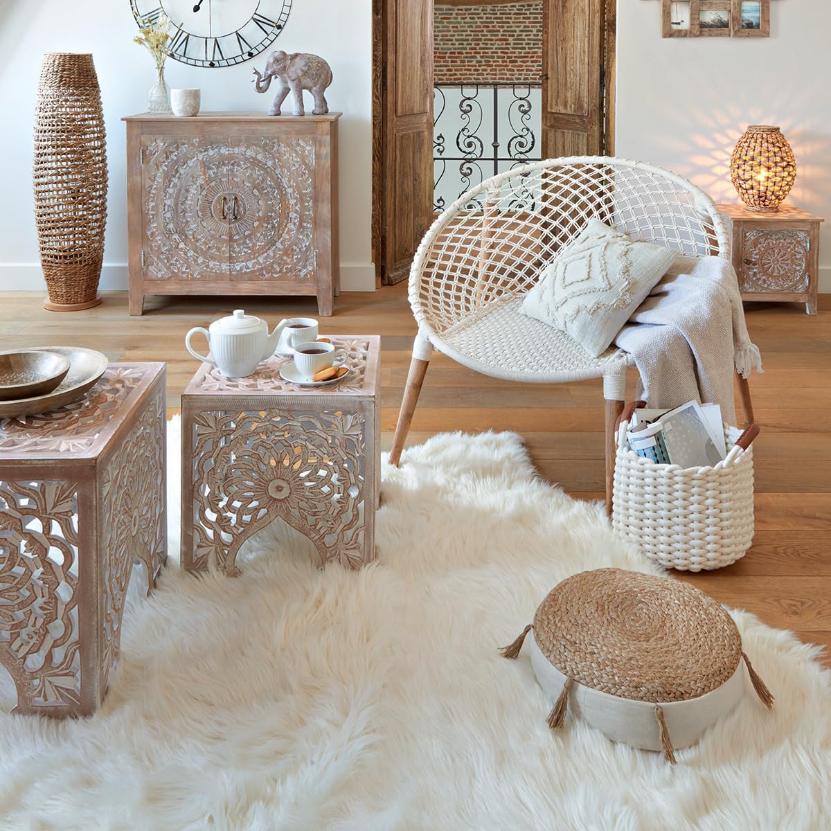ATMOSPHERA CREATEUR D'INTERIEUR - Tavolini di servizio ayden, legno intagliato