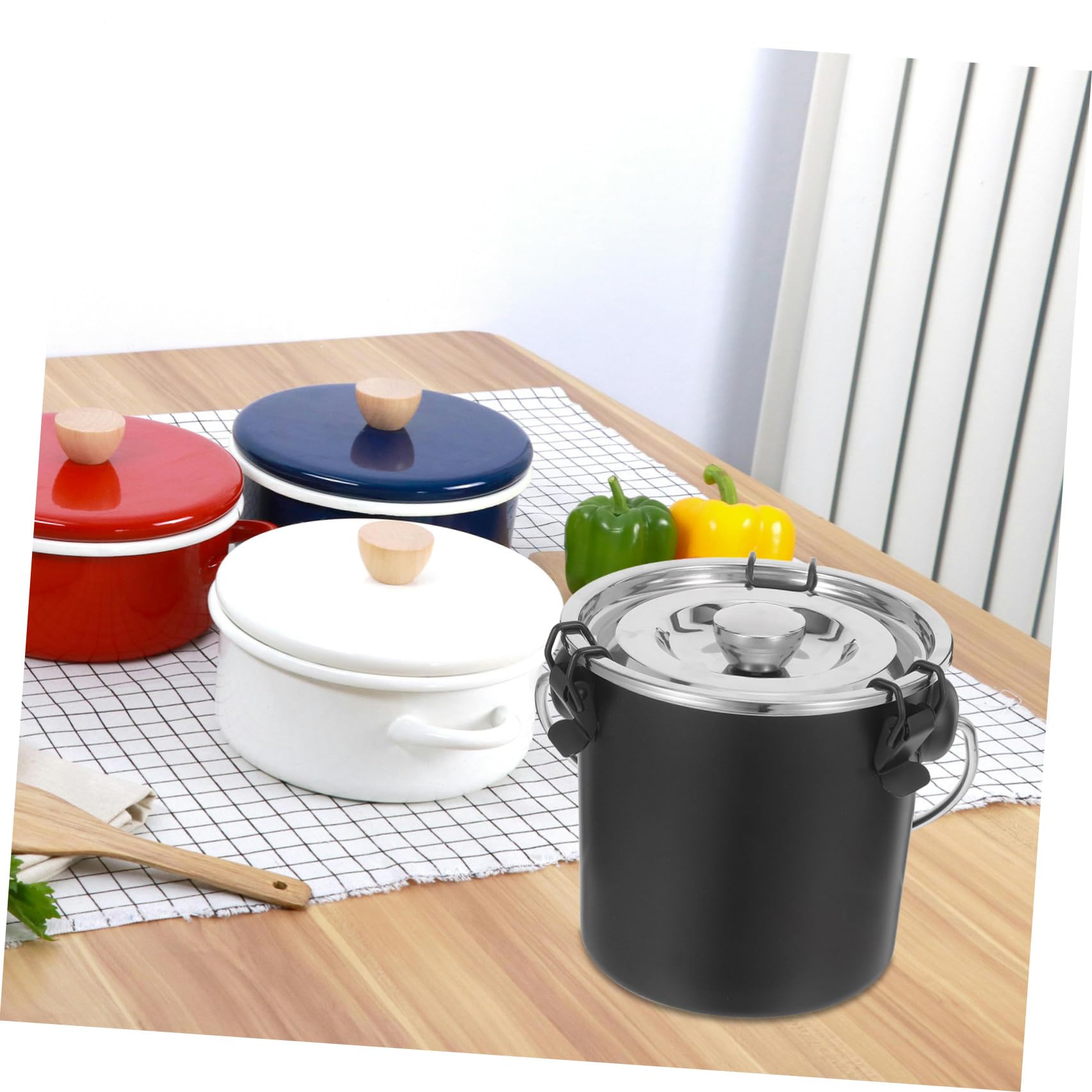 DOITOOL Contenitore Salvaspazio e Portatile per Estinzione Barbecue in Acciaio Inox Nero Design Rotondo Leggero e Resistente per Picnic ed Eventi All'aperti