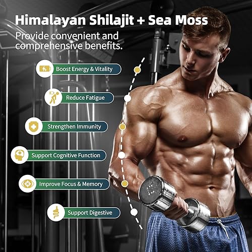 Miniatura 3 de Paquete de musgo marino y shilajit, suplementos todo en 1 con Shilajit 400 mg, musgo marino 680 mg, coenzima Q10, semilla negra, ashwagandha,