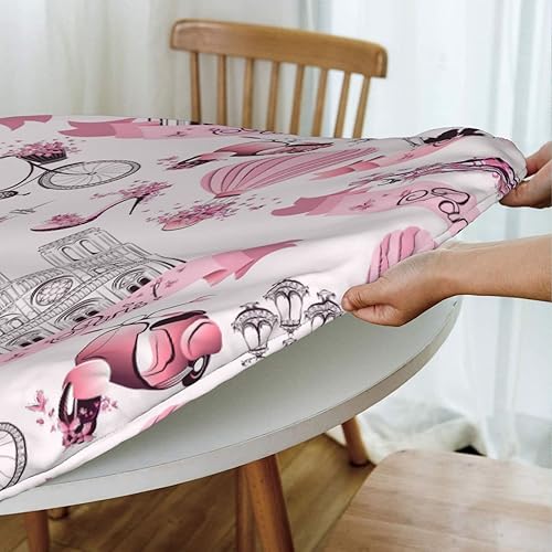 Miniatura 5 de Famame Romantic Paris - Mantel redondo ajustable con borde elástico, impermeable, con borde elástico, para interiores y exteriores, se adapta a