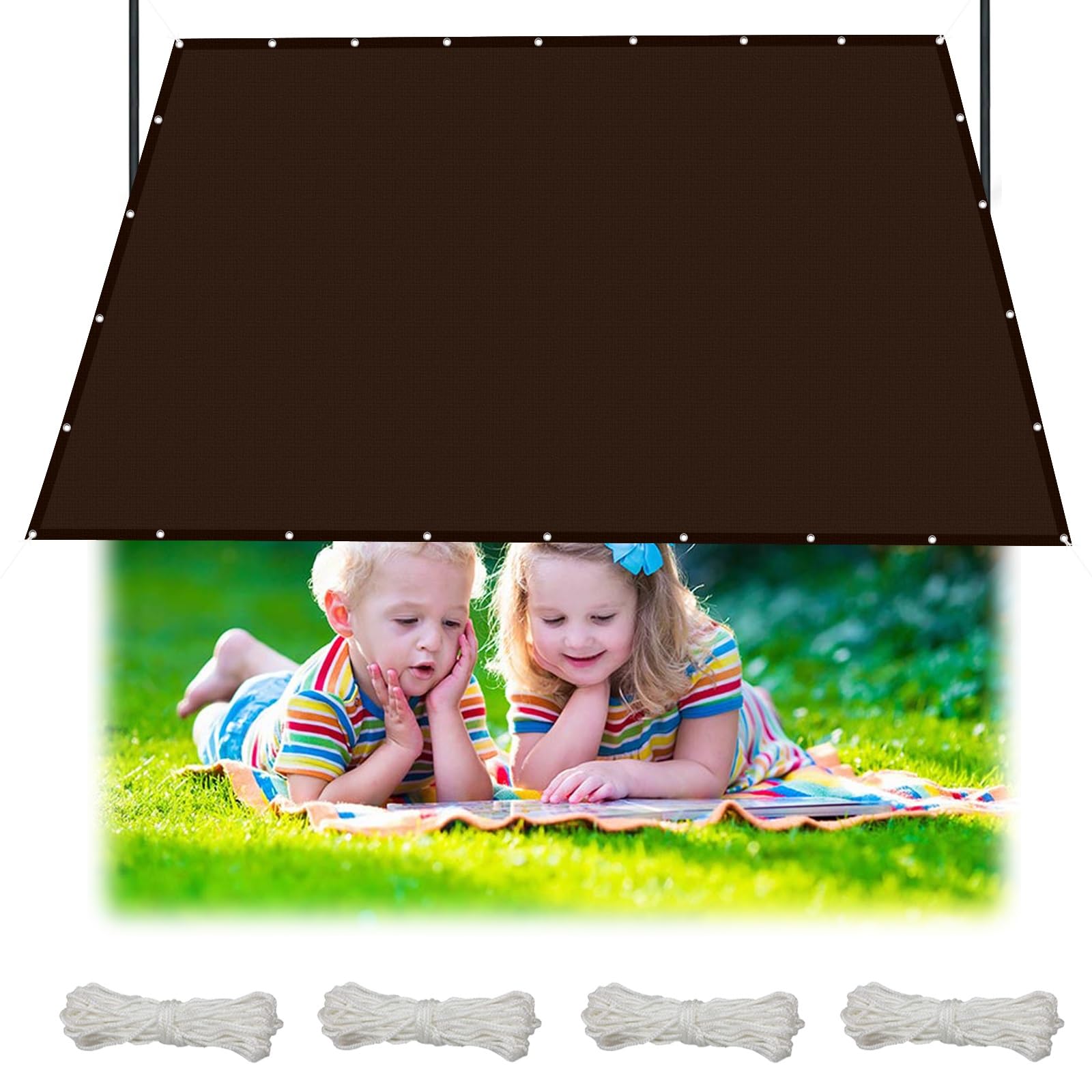 Toile d'ombrage anti-UV marron bloquant 98% des rayons pour grand jardin et terrasse