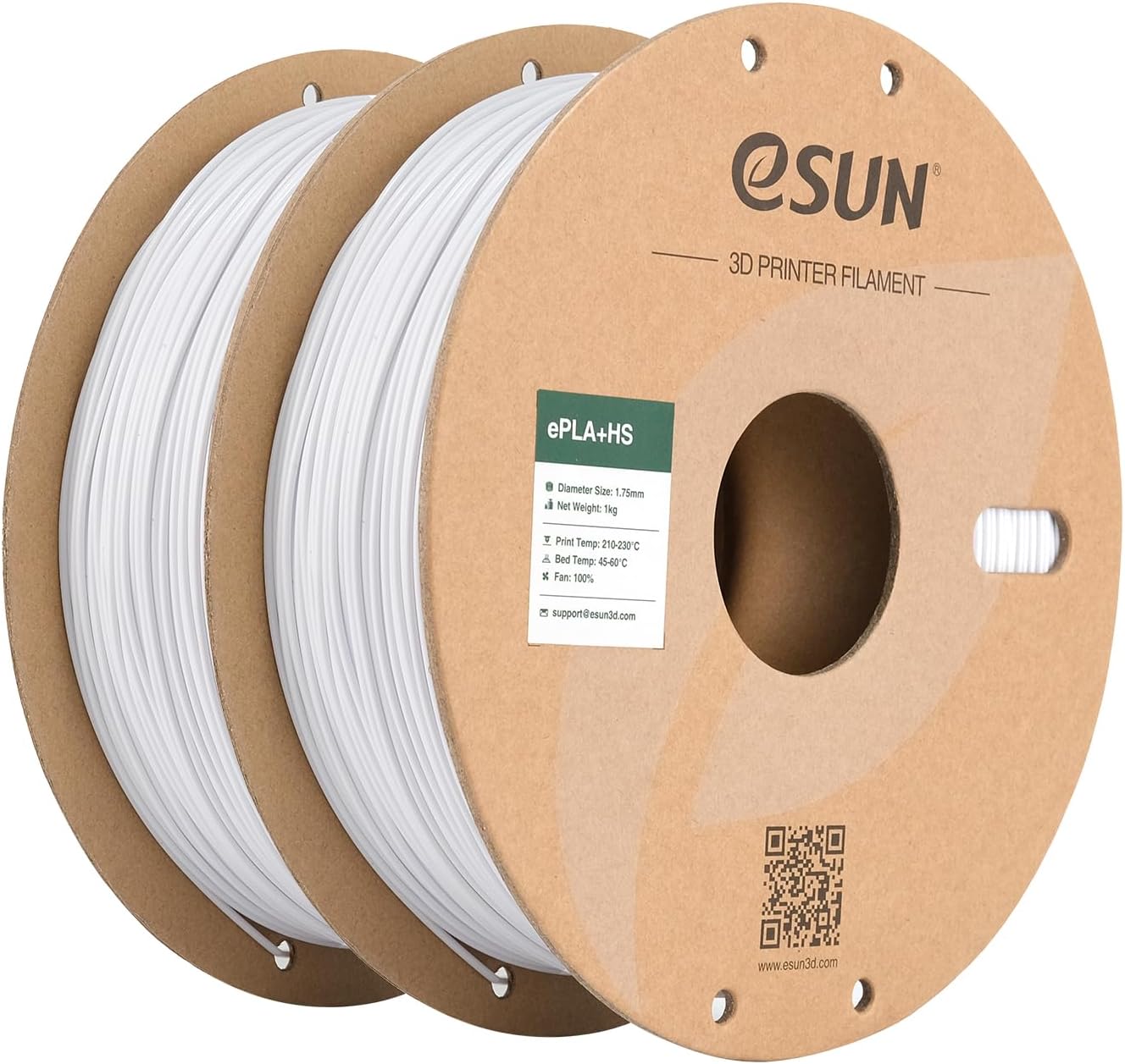 eSUN High Speed PLA+ Filament 1.75mm, 3D Printer Filament Speedy PLA Plus for Fast Printing, 1KG per Spool, 2 Spools 3D Printing Filament, Cold White