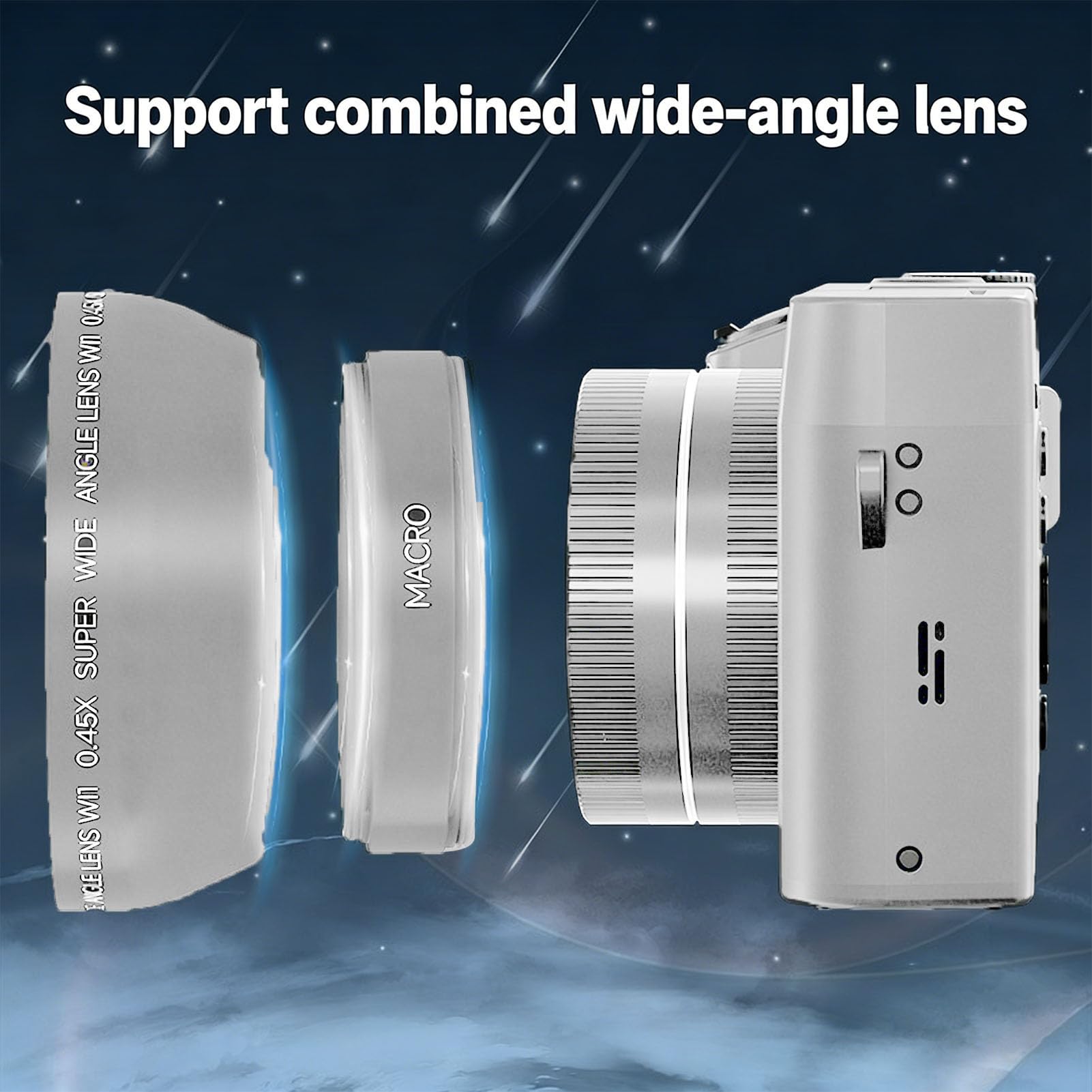 Jectse Fotocamera Digitale 5K per Fotografia con WiFi, Fotocamera per Vlogging Ultra HD da 75 MP con Schermo Ribaltabile a 180° da 3 Pollici, Compatta con Messa a Fuoco (White)