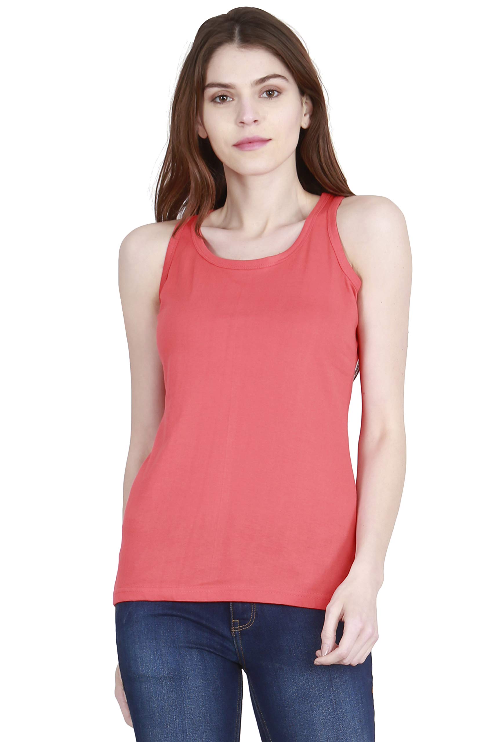 ideation Women's Cotton Plain Round Neck Sleeveless T-Shirt-picture-12