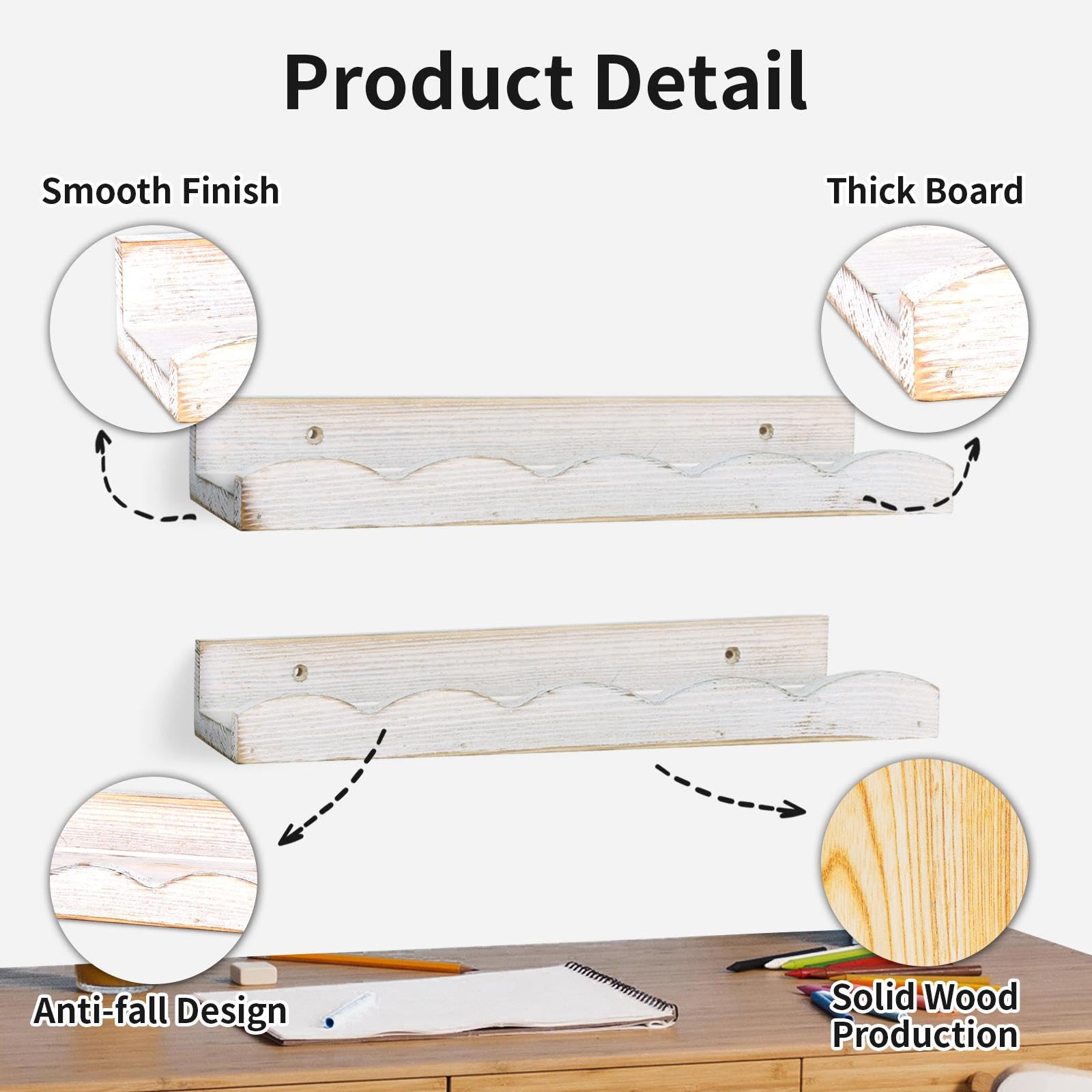 4 Piezas Estantes Flotantes de Pared Madera Rústica Rectangulares Organizadores Decorativos para Almacenar Libros Plantas Fotos Trofeos Adecuados