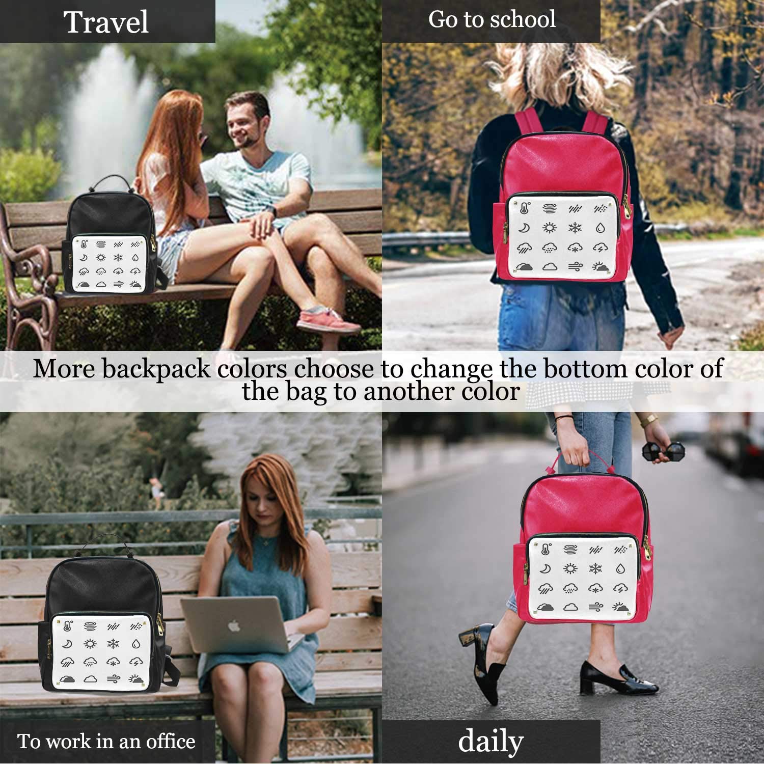 Weather Icons Acme Series,Leather Sports Bag Tote ?for Women 15IN