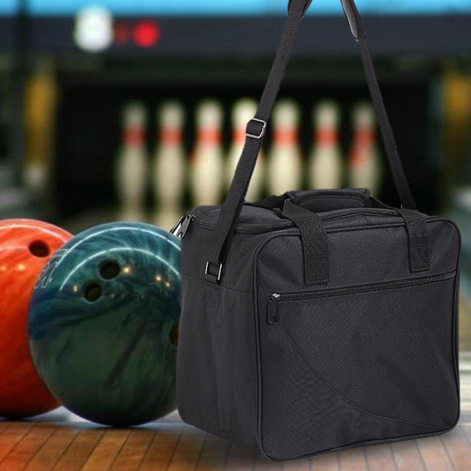 Kegeltasche – wasserdichte Stofftasche mit Schulterriemen, Tasche für Bowlingbälle mit gepolstertem Ballhalter, geeignet für Bowlingschuhe bis zum Tail