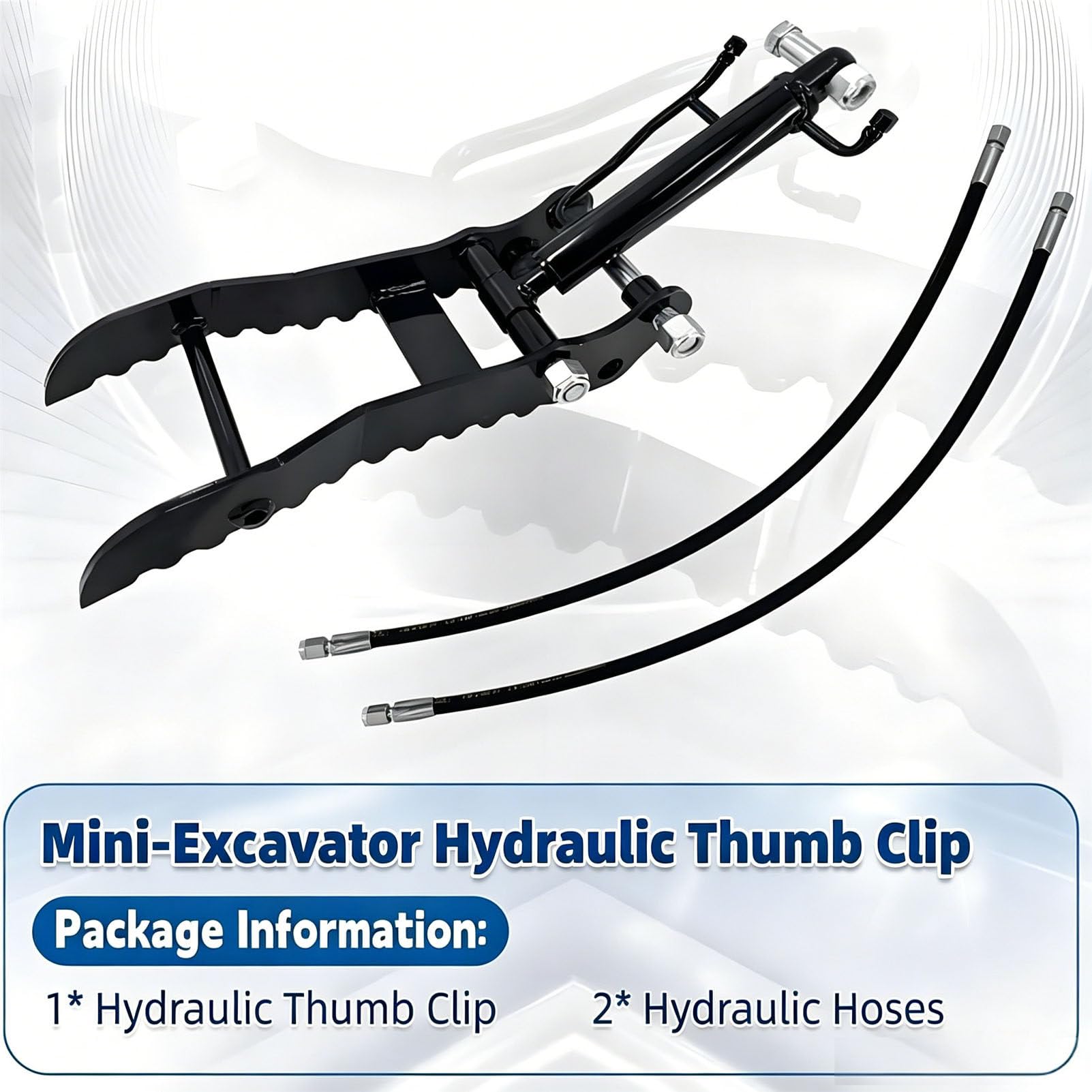 Accesorio de Repuesto de Acero Reforzado para miniexcavadora Three-HoleThumbClip | Pinza hidráulica con mangueras y tornillos, compatible con proyectos de dragado
