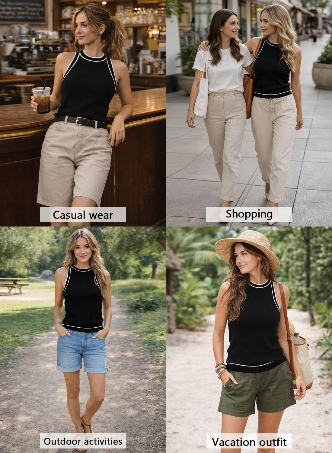 MIHOLL Women Summer Racerback Tank Tops Cute Sleeveless Halter Neck Tank Top Trendy Ribbed Cropped Tank Shirts - Image 4