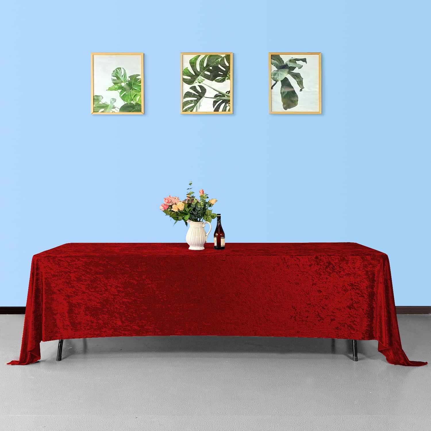 Trimming Shop 70" x 144" Rectangle Red Crushed Velvet Table Cloth, 1pc — image 1