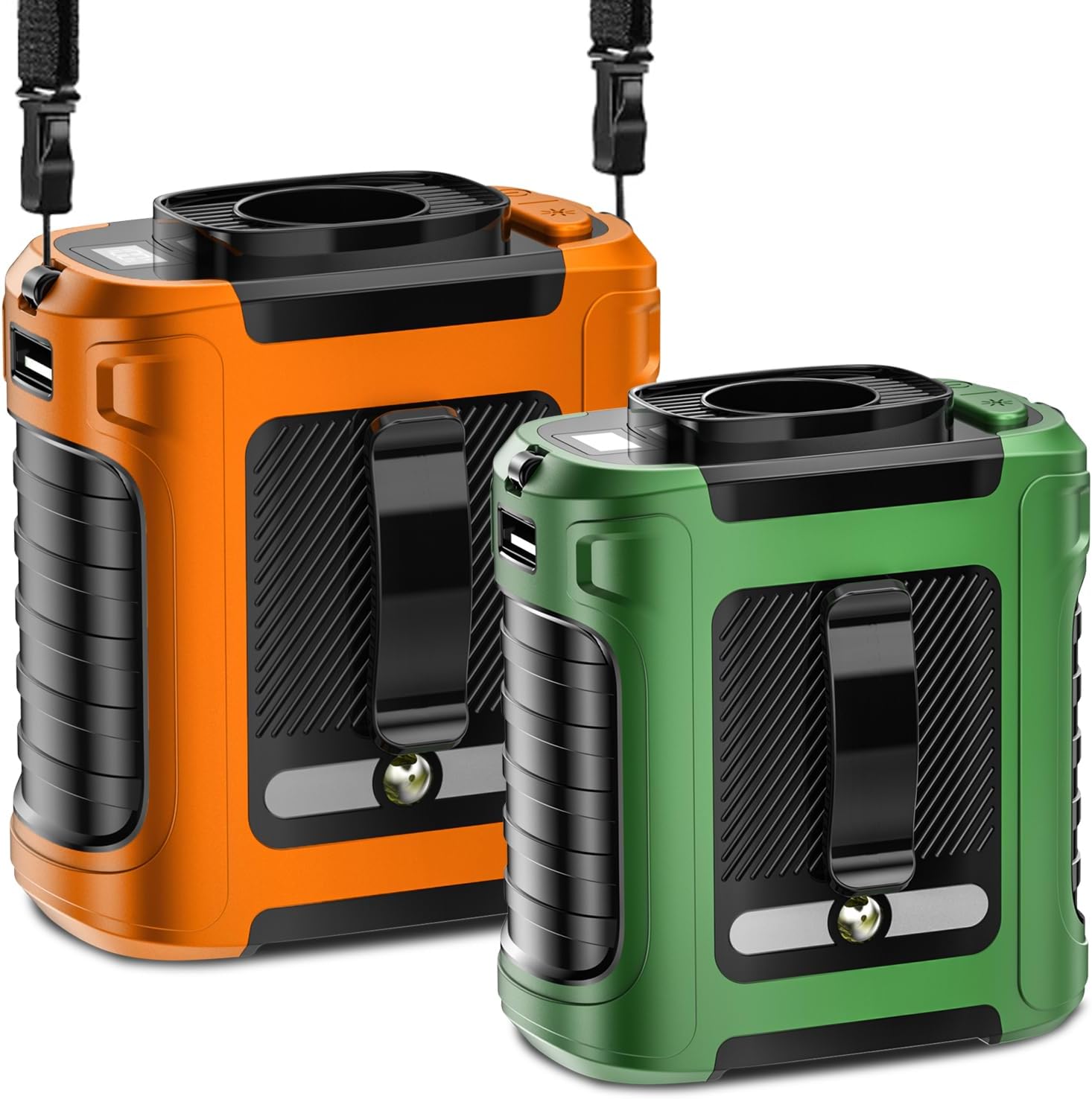 Portable Waist Fan, 5 Speeds 20000RPM Strong Airflow, 10000mAh Battery Powered, with Display, Flashlight, Hands-Free Hanging Neck Fan, Clip on Wearable Belt Personal Fan, for Camping,Outdoor,Jobsite