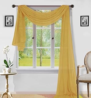 LinenTopia Window Scarf Valance Curtains - Extra Long Sheer Valances for Windows - Voile Swag Curtains for Living Room, Kitchen, and Bedroom Decor, Weddings, Events - 54
