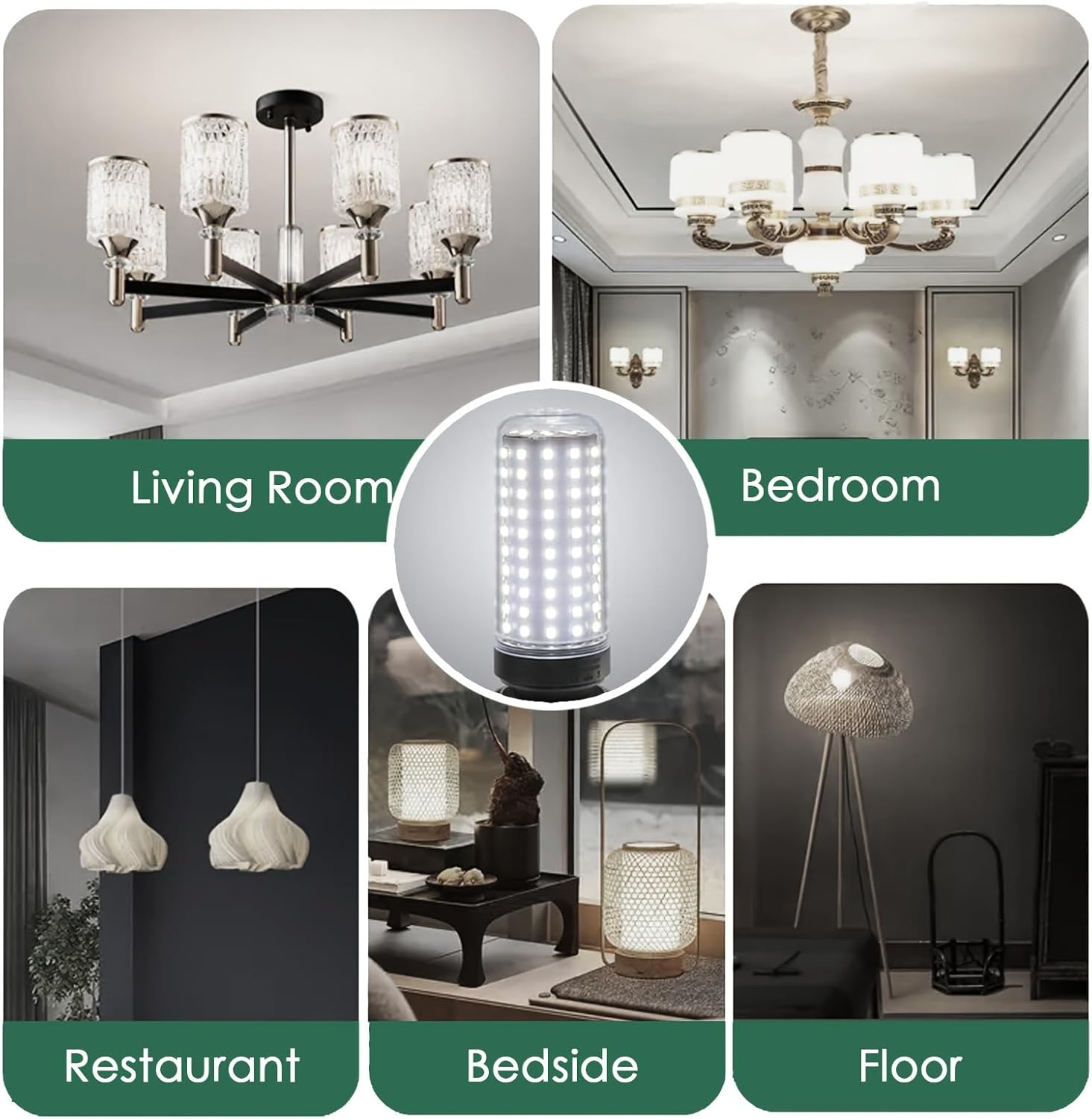 HJFF Led Light Bulb Equivalent 300w led Bulbs 5000 Lumen 5000K Cool Daylight White 40W Waterproof led Corn Light Bulb E26/E27 Medium Base for Outdoor Indoor Garage Warehouse Factory Workshop