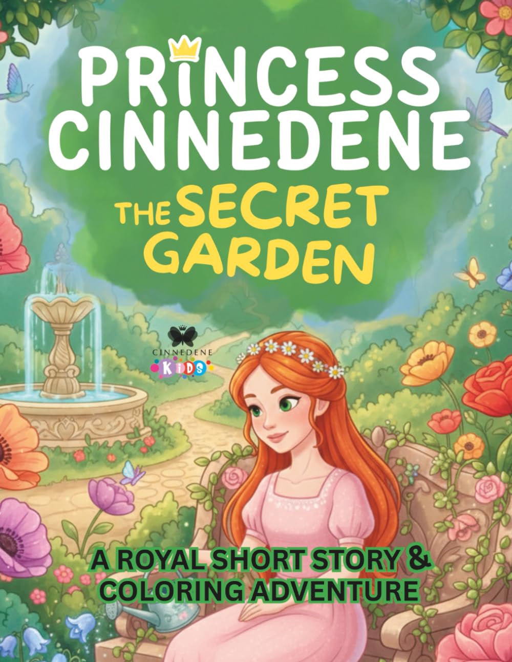 Princess Cinnedene: The Secret Garden: A Short Illustrated Princess Story and Coloring Book for Girls | 8.5x11 inches, 45 Pages | Single-sided coloring pages | Perfect for crayons and colored pencils