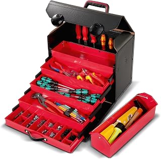 PARAT TOP-LINE KingSize Organize Werkzeugtasche leer 28 L | Große Ledertasche mit 5 Schubladen & CP-7 Halter | Robuste Werkzeugtasche aus Leder & Con-Pearl® | Für Profis im Handwerk & Montageeinsatz