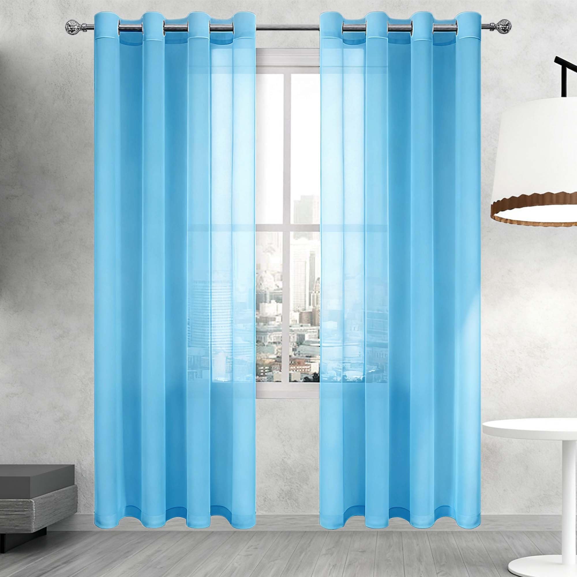 Voilage bleu ciel 300x115 cm : finis les regards indiscrets dans le salon