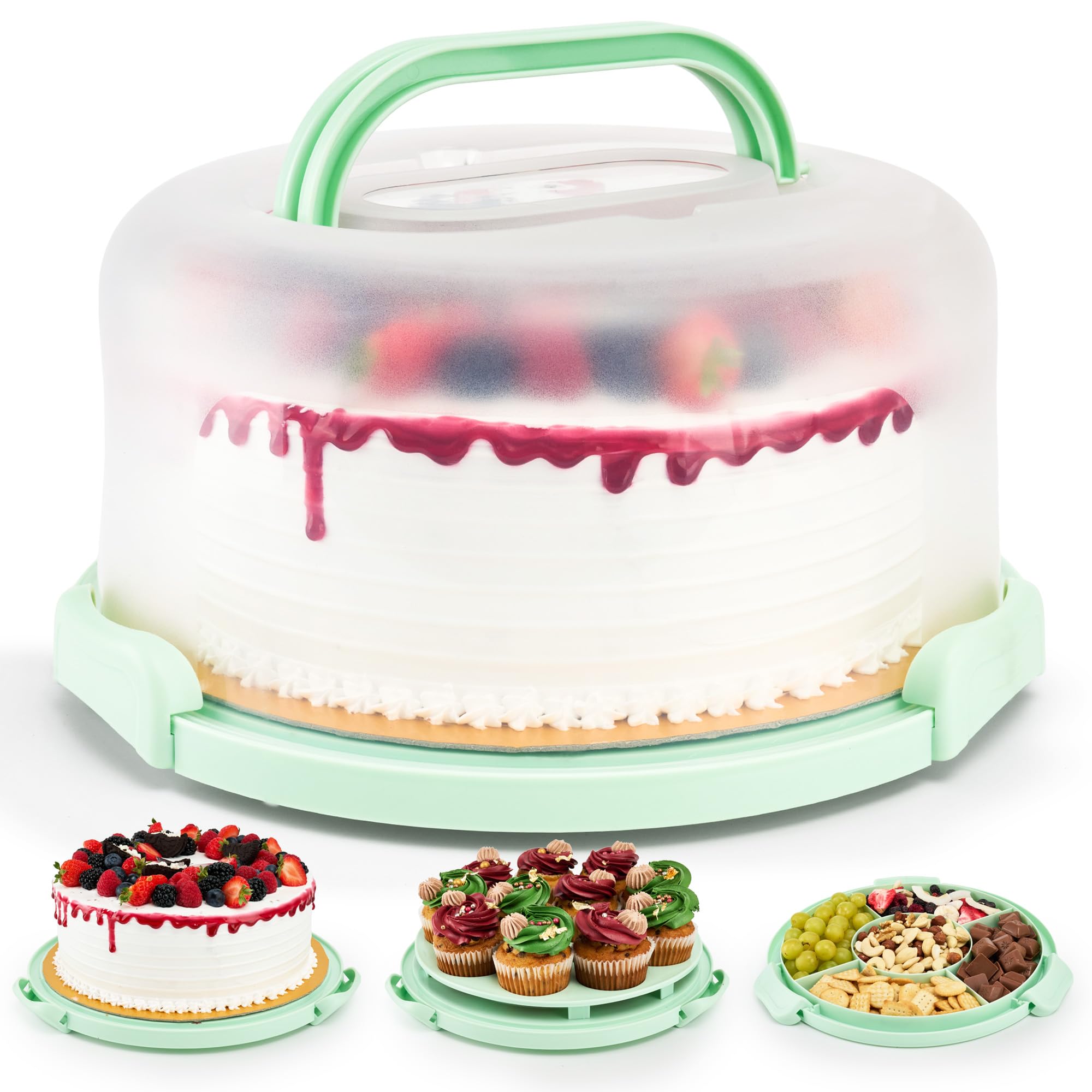 uandu Kuchen Transportbox Rund für Torten, Muffins & Cupcakes