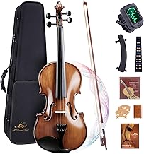 ALLSET 1/2 Full Size Acoustic Violin Kit for Beginners | Polywood Handmade Violin with Hard Case, Bow, Rosin, Shoulder Rest, Tuner & Extra Strings | Violin for adults | Glossy Brown
