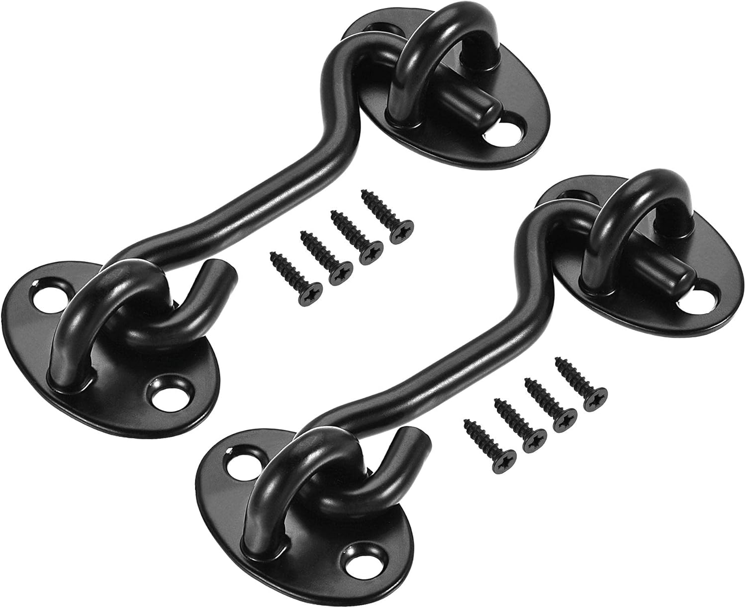 uxcell 3" Cabin Hook Eye Latch Gate Door Swivel Window Hook 201 Stainless Steel with Screws Black 2pcs