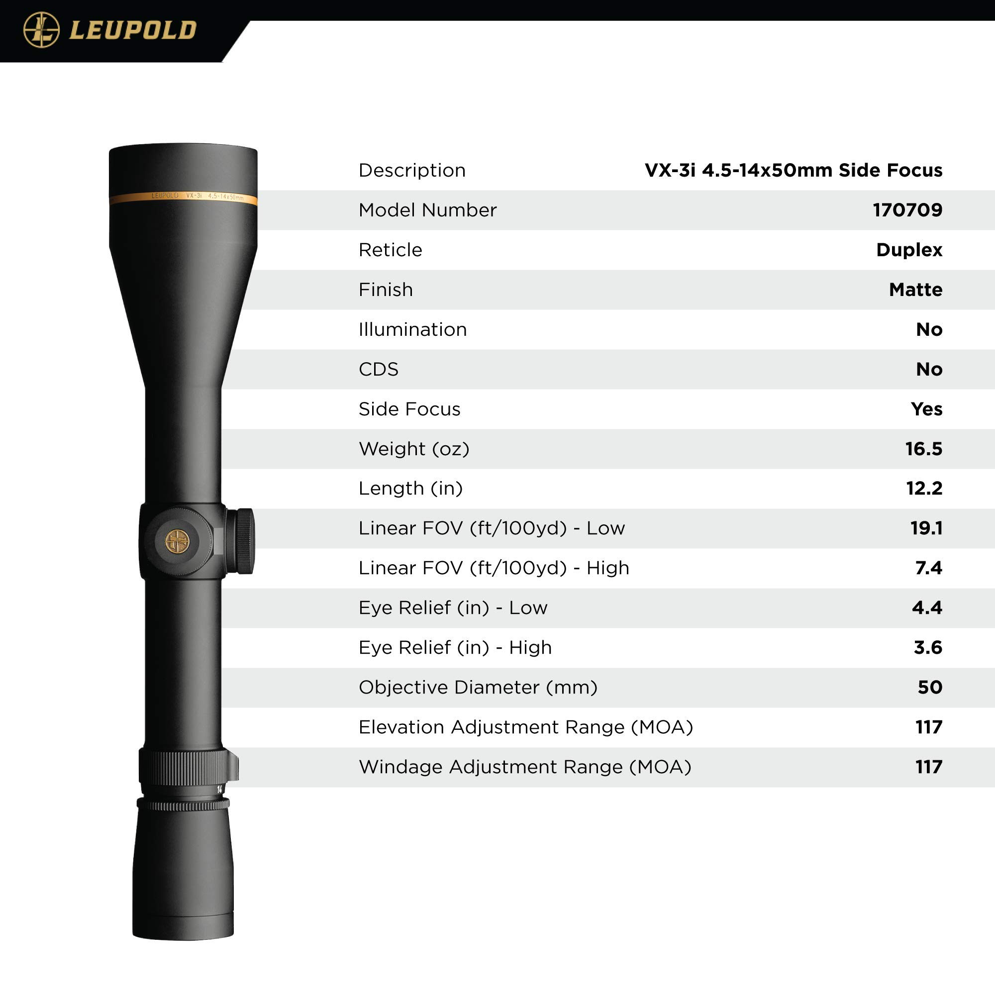 Amazon.co.jp: 【正規輸入品】LEUPOLD VX-3i 4.5-14x50mm SF Duplex
