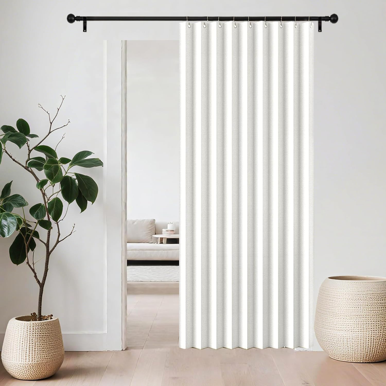Séparateur de pièce pliable et rideau magnétique blanc 100x180 cm amovible