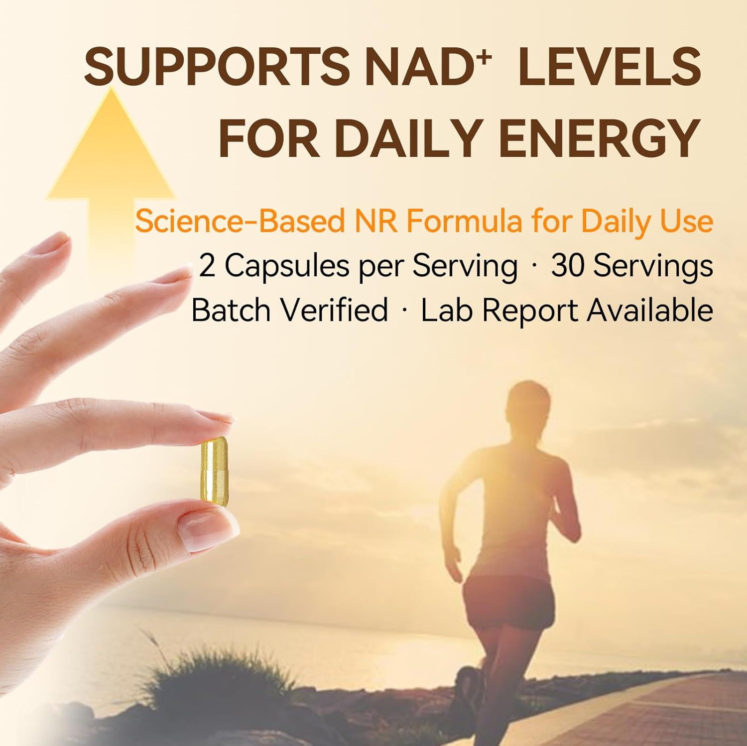 NAD+ Supplement for Healthy Aging & Energy, 500 mg Nicotinamide Riboside (NR) with CoQ10, HMB, Turmeric & Black Pepper, 60 Vegan Capsules | Supports Muscle Strength & Recovery, Heart Health - Image 3